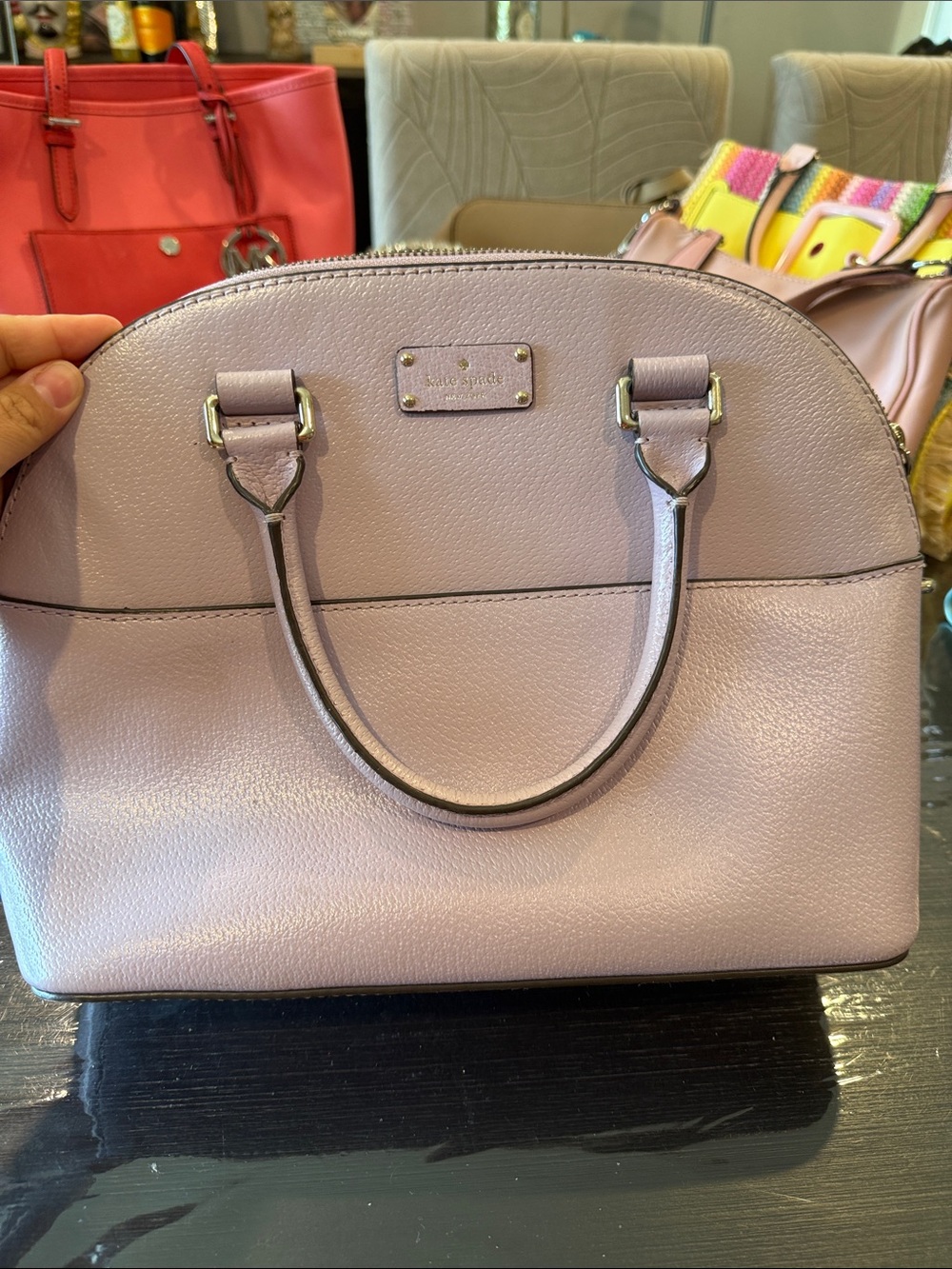 kate spade Lilac Dome Satchel with Silver Hardware